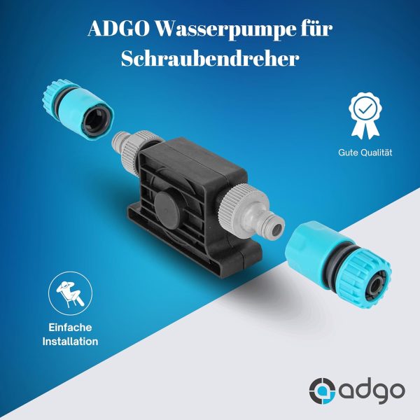 ADGO Bohrmaschine Pumpe Wasserpumpe für Akkuschrauber Pumpe für einen Bohrer oder Schraubendreher zum Ablassen von Flüssigkeiten, Kraftstoff (Diesel), Öl, Wasser + zwei Schnellkupplungen 2