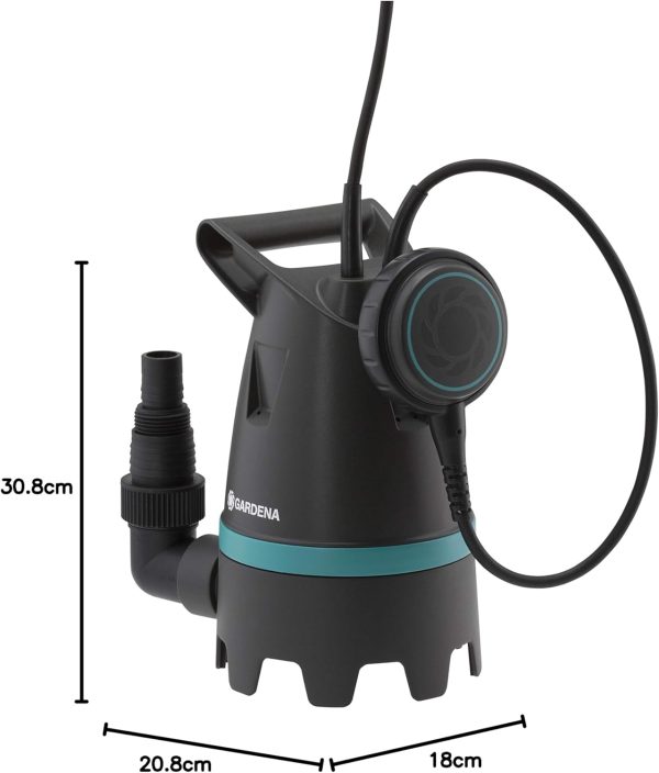 Gardena Schmutzwasser-Tauchpumpe 10.500 Basic: Elektrische Tauchpumpe mit Fördermenge 10.500 l/hEinstellbarer Schwimmerschalter mit Dauerlauffunktion (9008-47), Schwarz 8