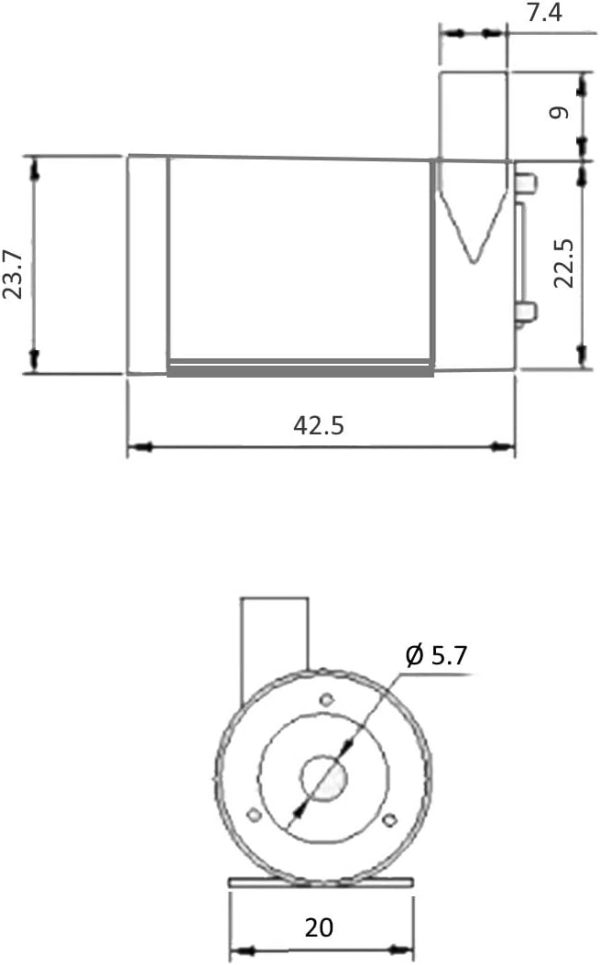 WITTKOWARE Mini-Tauchpumpe, Ø 23mm, 3-6V/DC, max. 360mA, Förderleistung max. 120l/h, liegend 3