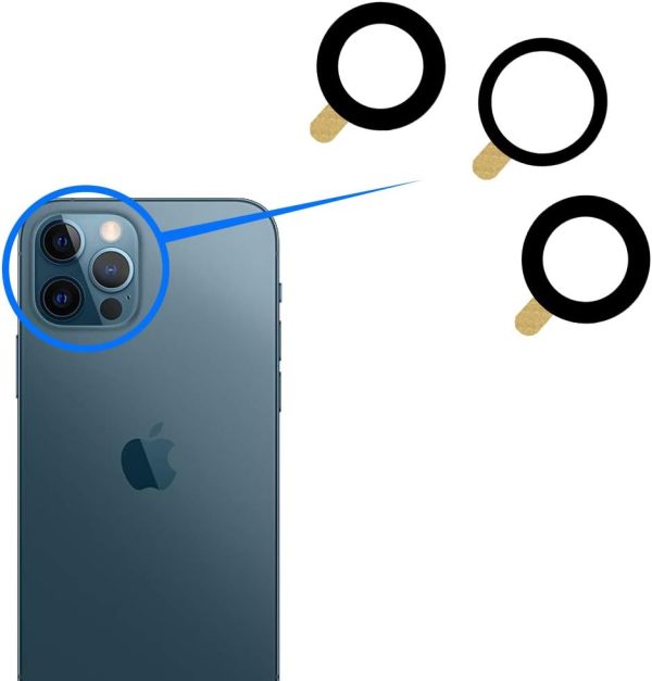 MMOBIEL Back Rück Kamera Glas Linse Ersatz Kompatibel mit iPhone 12 Pro - 6.1 inch - 2020 - Hinten Rückseite Camera Scheibe - Inkl. Kleber, Pinzette und Tuch - Schwarz 3