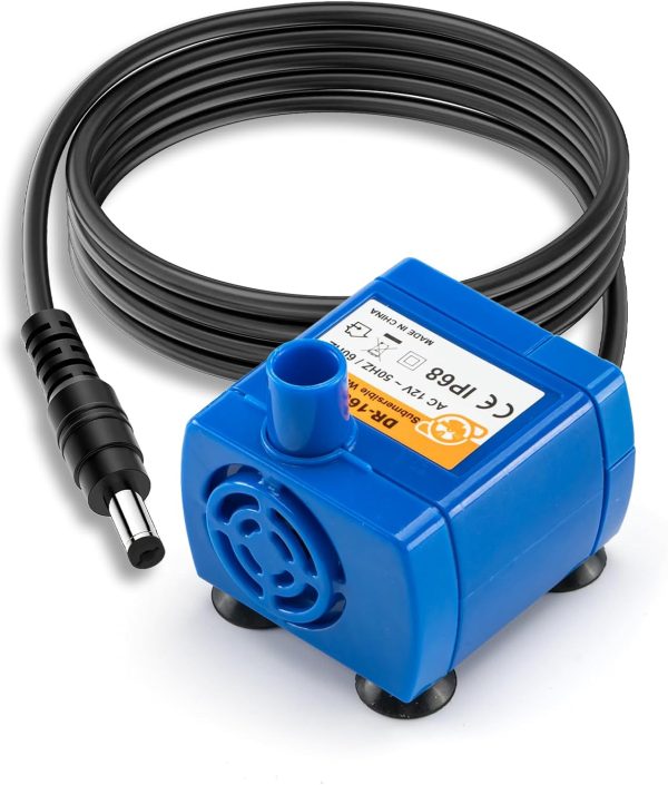 Haustier Wasserpumpe Ersatzpumpe für Blumen Katzenbrunnen, Mini Super Leise Elektrische Wasser Pumpe 2W Verbrauchsarme Pumpe mit 5,9ft Kabel für Katze Trinkbrunnen [Energieklasse A+++] 1