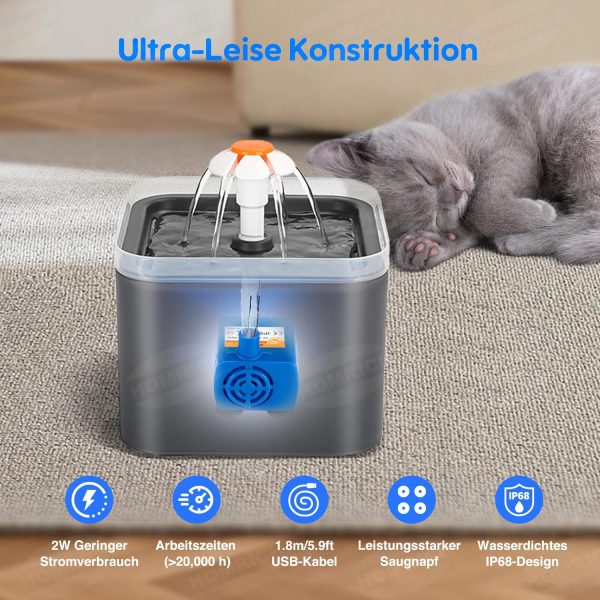 Haustier Wasserpumpe Ersatzpumpe für Blumen Katzenbrunnen, Mini Super Leise Elektrische Wasser Pumpe 2W Verbrauchsarme Pumpe mit 5,9ft Kabel für Katze Trinkbrunnen [Energieklasse A+++] 2