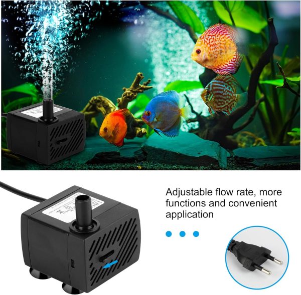 everfarel Mini Wasserpumpe 350L/H 3.5W, Aquarium Wasserpumpe für Garten, Brunnen,Steingarten, Aquariumpumpe Wasser Pumpen Garten Tauchpumpen Max Förderhöhe 0.85m 2