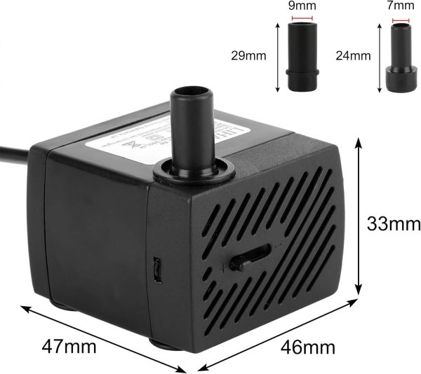 everfarel Mini Wasserpumpe 350L/H 3.5W, Aquarium Wasserpumpe für Garten, Brunnen,Steingarten, Aquariumpumpe Wasser Pumpen Garten Tauchpumpen Max Förderhöhe 0.85m 3