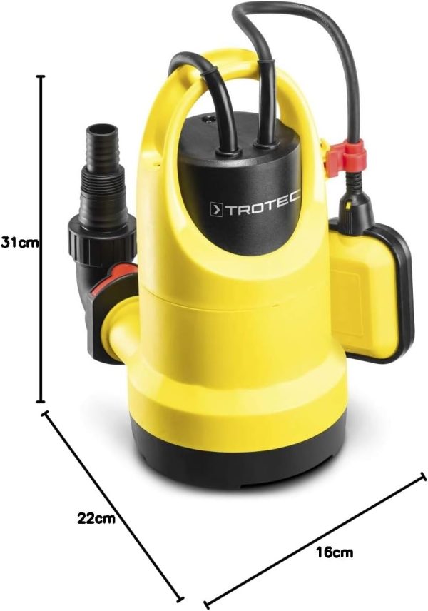 TROTEC Tauchpumpe TWP 4006 E – Pumpe für Klarwasser – Fördermenge 7300 l/h, Eintauchtiefe max. 7 m, Rückflussstopp, IP8X [Energieklasse A] 8