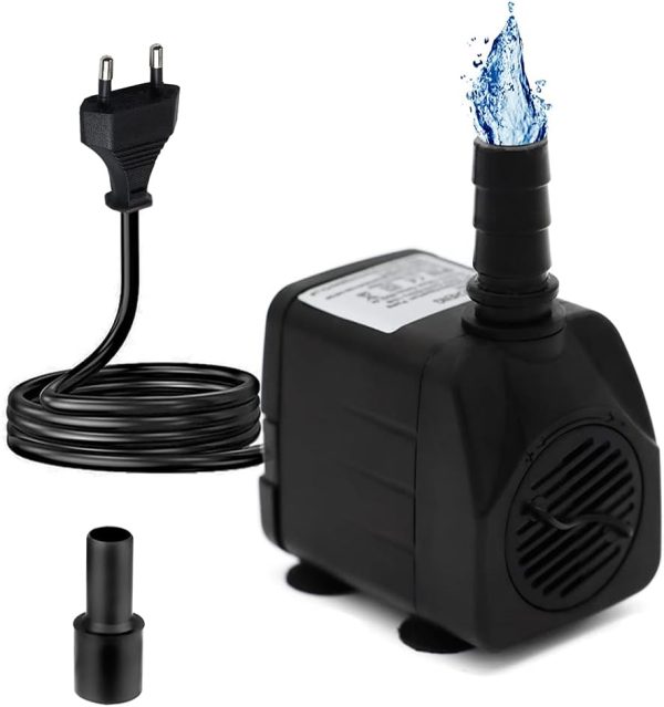 Mini Wasserpumpe Aquarium Klein Tauchpumpe 600L/H 10W Ultra Leises Aquariumpump Springbrunnen pumpe mit 1.4m Netzkabel für Teich Garten Hydroponiksystem AC220-240V 1