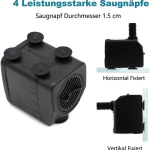 Mini Wasserpumpe Aquarium Klein Tauchpumpe 600L/H 10W Ultra Leises Aquariumpump Springbrunnen pumpe mit 1.4m Netzkabel für Teich Garten Hydroponiksystem AC220-240V 14