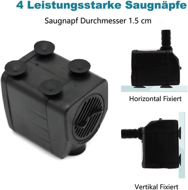 Mini Wasserpumpe Aquarium Klein Tauchpumpe 600L/H 10W Ultra Leises Aquariumpump Springbrunnen pumpe mit 1.4m Netzkabel für Teich Garten Hydroponiksystem AC220-240V 5