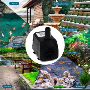 Mini Wasserpumpe Aquarium Klein Tauchpumpe 600L/H 10W Ultra Leises Aquariumpump Springbrunnen pumpe mit 1.4m Netzkabel für Teich Garten Hydroponiksystem AC220-240V 16