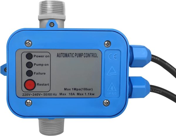 HENGMEI Druckwächter Druckschalter Pumpenschalter Druckregler 220V 10 bar Elektronische Pumpensteuerung mit Kabel für Hauswasserwerk, Gartenbewässerung, Gartenpumpe (Modell 1) 1