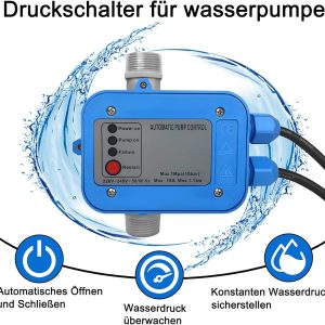 HENGMEI Druckwächter Druckschalter Pumpenschalter Druckregler 220V 10 bar Elektronische Pumpensteuerung mit Kabel für Hauswasserwerk, Gartenbewässerung, Gartenpumpe (Modell 1) 15