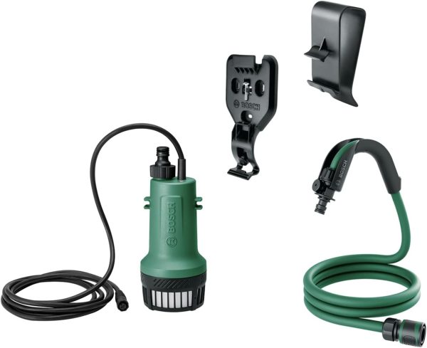 Bosch Akku-Tauchpumpe GardenPump 18V-2000 Erweiterungskit (mit Wand- und Tankbefestigung und 2,5 m langem Gartenschlauch, im Karton) 1