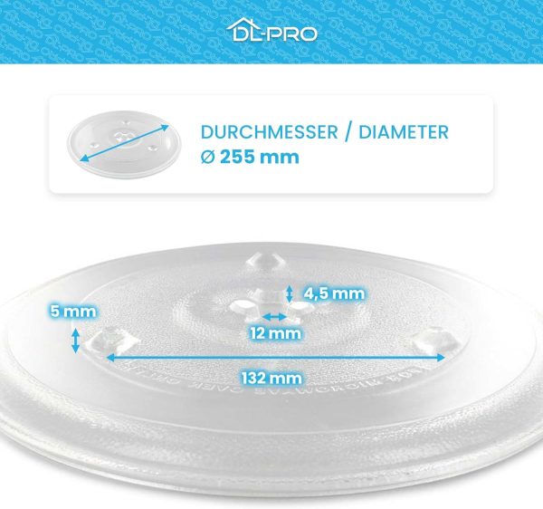 DL-pro Universal Mikrowellenteller 27cm Drehteller Drehscheibe Teller Glasteller Glasplatte Glasdrehteller mit 3 Noppen 270mm Rund Ersatz für Microwelle Mikrowelle 2