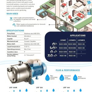 FORAS JXF146 Selbstansaugende elektrische Kreiselpumpe, made in Italy, Dauerbetrieb, 230V, 1.1 kW, Förderleistung 63 L/min, Druck 60 m 10