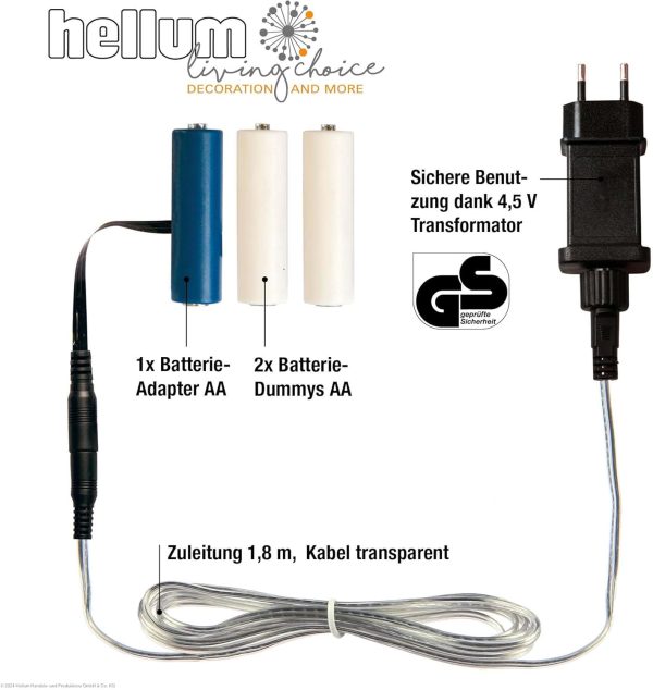 Hellum Batterie Adapter, 4.5V Netzteil Adapter Batterie-ersatz für AA x 3 Stück Batterien, AA x 3 Dummys Batterien Ersatz Netzteil mit 1,8m Zuleitung für batteriebetriebene Licht Dekoration 578997 2