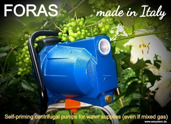 FORAS JA100N GARTEN Selbstansaugende elektrische Kreiselpumpe, made in Italy, Dauerbetrieb, 230V, 1.0 kW, max. 70 L/min, 51-20 m 4