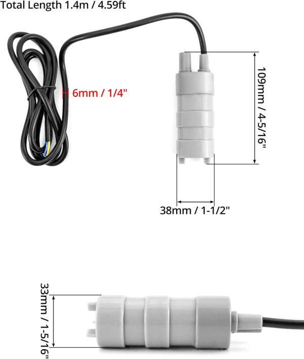 QWORK 12V Tauchwasserpumpe 840L/H 5 Maximale Wasserhöhe Mikromotor Wasserpumpe für Wohnmobil Teich Aquarium Brunnen 6