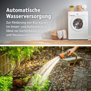 WALTER Hauswasserautomat 1100 W, Wasserpumpe, Trockenlaufschutz, Hauswasserwerk zur Wasserversorgung aus Brunnen, Zisternen und Regentonnen, 4500 Liter pro Stunde, maximale Förderhöhe von 45m 16