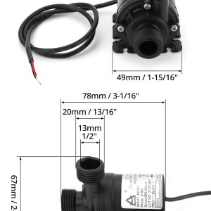 QWORK® DC 12V Wasserpumpe 800L / H 5M, Brushless Tauchwasserpumpe, für Brunnenpool Solarumlaufsystem Wasserzirkulationssystem 17