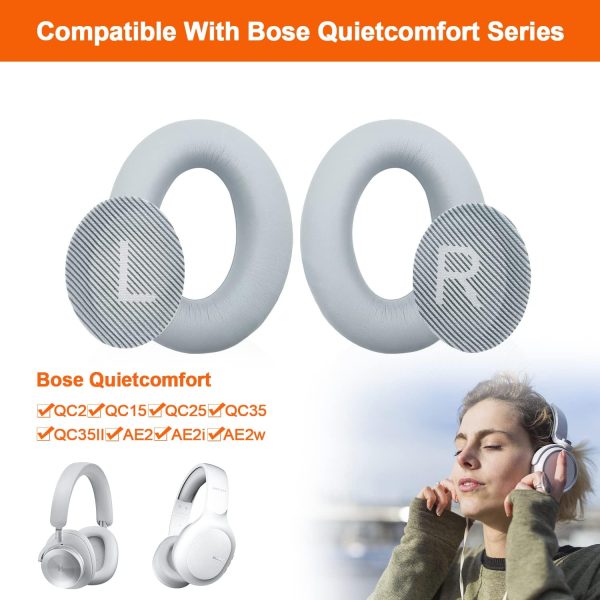 Ersatz Ohrpolster für Bose QC35, kompatibel mit Bose QuietComfort 35 (QC35 ii) Kopfhörer, Professionelle Ersatz Ohrpolster für Bose QuietComfort 35 II QC35 II（Grau） 6