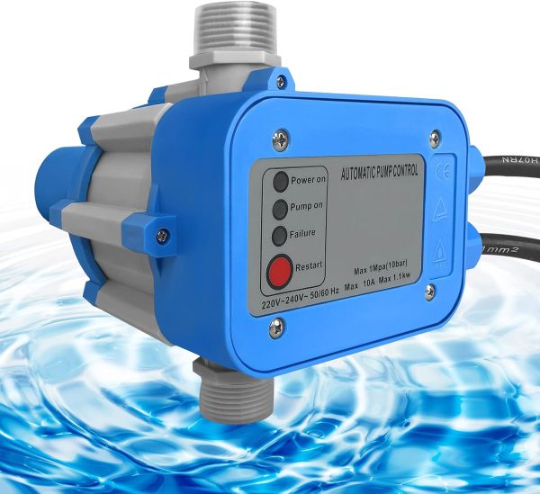 NAIZY Pumpensteuerung Druckschalter max.10 bar Automatische Druckwächter Wasserpumpe mit Kabel&Stecker IP65 für Hauswasserwerk Tiefbrunnenpumpen Gartenbewässerung (Typ A) 1