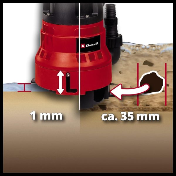 Einhell Schmutzwasserpumpe GC-DP 7035 LL (700 W, flachabsaugend bis 1 mm, Fördermenge 16.000 L/h, 0,8 bar, Eintauchtiefe 7 m, verstellbar für Schmutz- & Klarwasser) 9