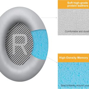 Bingle Ersatz Ohrpolster für Bose QC35, kompatibel mit Bose QuietComfort 35 (QC35 ii) Kopfhörer, Professionelle Ersatz Ohrpolster für Bose QuietComfort 35 II QC35 II（Grau） 11