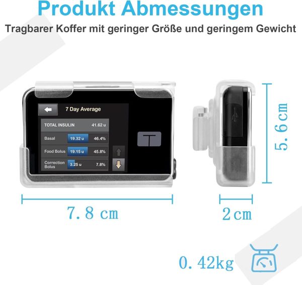 iGuerburn 360° drehbare Etui für Tandem tslim X2, Insulinpumpenhalterung für t:Slim/t:Slim G4, kein einfaches Herausfallen & Brechen Pumpenzubehör - Klar 5