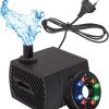 CAM2 Mini Wasserpumpe mit 8 LEDs und Saugnäpfen Springbrunnen pumpe 280 L/h 4W 220V-240V 50/60hz Einstellbare Wassermenge 8/13mm, Geeignet für kleine Aquarien, Aquarienpumpen, Gärten 19