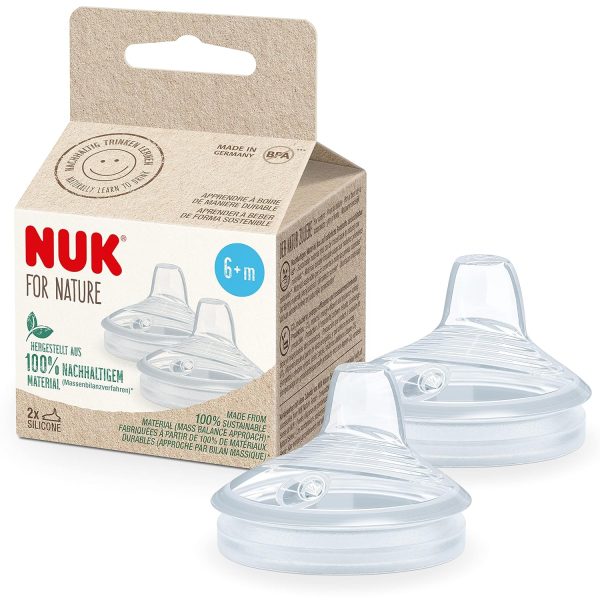 NUK for Nature Ersatz-Trinktüllen für Trinklernbecher | 6−18 Monate | Auslaufsicher | Anti-Colic | BPA-frei | 2 Stück 1