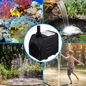 Awroutdoor Wasserpumpe Tauchpumpe, Ultraleise Teichpumpen,800L/H Aquariumpump für Teich Brunnen Aquarium Garten,Submersible Pumpe 2 Düse 8mm-13 mm, mit 4 starken Saugnäpfen(16W) 18