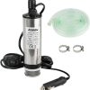 Edelstahl Transfer Pumpe 12V Φ51mm Wasserpumpe Tauchpumpe für Auto Diesel Öl Heizöl Wasser Kraftstofftransfer Pumpe mit Zigarettenanzünder, Herausnehmbarem Filter, 3m Kabel +PVC Transparenter Schlauch 40