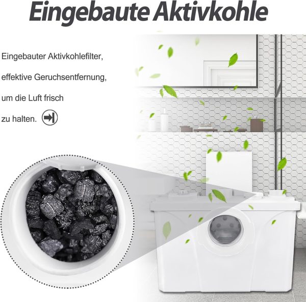 YRHome 700W Hebeanlage Haushaltspumpe Fäkalienpumpe Fäkalienhebeanlage Schmutzwasserpumpe für Dusche Waschbecken WC 3