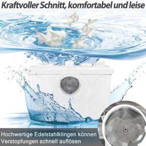 YRHome 700W Hebeanlage Haushaltspumpe Fäkalienpumpe Fäkalienhebeanlage Schmutzwasserpumpe für Dusche Waschbecken WC 14