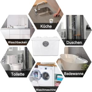 YRHome 700W Hebeanlage Haushaltspumpe Fäkalienpumpe Fäkalienhebeanlage Schmutzwasserpumpe für Dusche Waschbecken WC 20