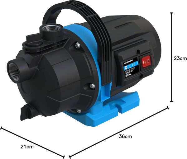 Güde Gartenpumpe GP 6035 (600 W, max. Fördermenge 3200 l/h, Ansaughöhe bis 7 m, Anschlussgewinde 1“ IG, Jet-Pumpe zur Gartenbewässerung) 7