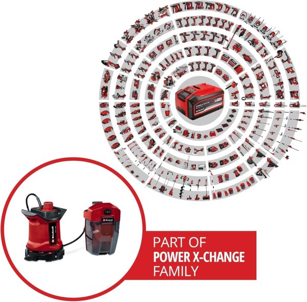 Einhell Akku-Schmutzwasserpumpe GE-DP 18/25 LL Li-Solo Power X-Change (18 V, 7.000 L/h Fördermenge, flachabsaugend, 5 m Förderhöhe, ECO- und BOOST-Modus, ohne Akku) 2