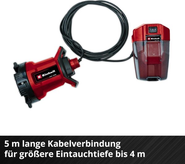 Einhell Akku-Schmutzwasserpumpe GE-DP 18/25 LL Li-Solo Power X-Change (18 V, 7.000 L/h Fördermenge, flachabsaugend, 5 m Förderhöhe, ECO- und BOOST-Modus, ohne Akku) 6