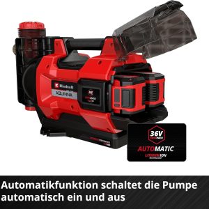 Einhell automatische Akku-Gartenpumpe AQUINNA 36/38 F LED AUTOMATIC Power X-Change (36 V, max. 3800 L/h, max. 37 m Förderhöhe, Automatikfunktion, ECO/Boost, Vorfilter, ohne Akku) 18