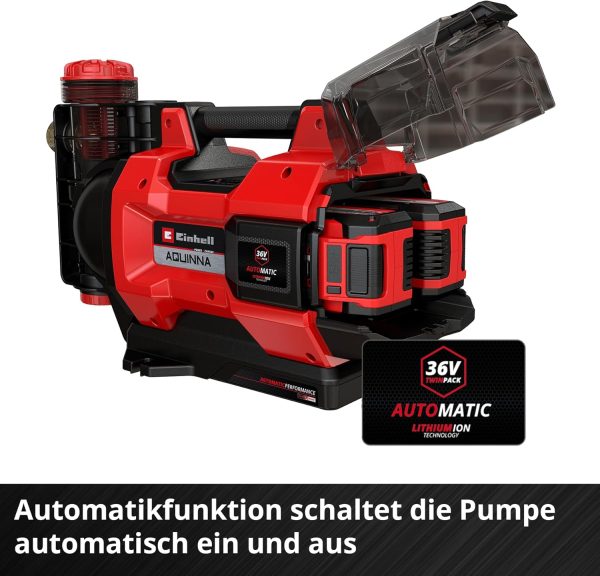 Einhell automatische Akku-Gartenpumpe AQUINNA 36/38 F LED AUTOMATIC Power X-Change (36 V, max. 3800 L/h, max. 37 m Förderhöhe, Automatikfunktion, ECO/Boost, Vorfilter, ohne Akku) 5