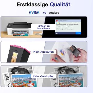 VVQV 302 XL Druckerpatronen Multipack 302XL Ersatz für HP 302 Druckerpatronen Schwarz und Farbe für HP Envy 4525 4520 4522 4523 4524 Officejet 3830 3831 3833 Deskjet 3630 3636 3638 1110 16