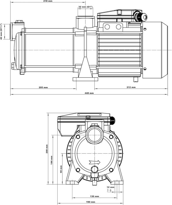 XPOtool Mehrstufige Kreiselpumpe 8700l/h 1100W Förderhöhe 52m, Ansaughöhe 8m, 2850U/min, Wasserpumpe für Hauswasserwerke, Haus und Garten 5