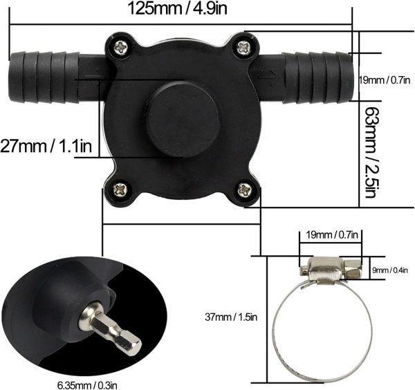 BORDSTRACT Wasserpumpe, Selbstansaugende Förderpumpe, Bohrgetriebene Pumpe, Kleine Haushaltspumpe, Bohrmaschine, Wasserpumpe Mit Zwei Anschlüssen, Kreiselpumpe Für Förderflüssigkeit Diesel, Öl 5