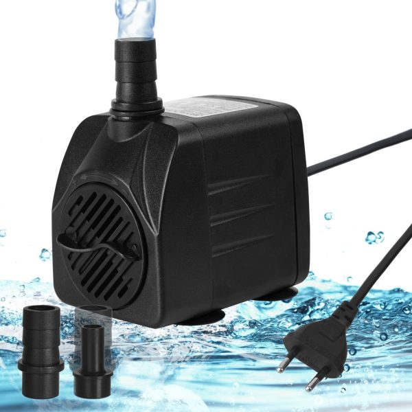 flintronic Aquariumpumpe Aquarium Pumpe, 16W Wasserpumpe, 800L/H Tauchpumpe Teich Brunnen Pumpe Widersteht Trockenes, Garten Keine Geräusch für Teich Brunnen, mit 2 Düsen, 16W Kabel 1.4m 1