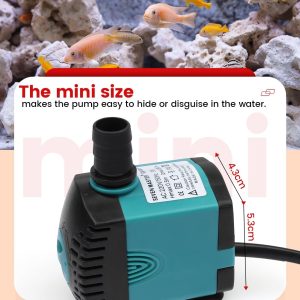 Mini Wasserpumpen(450L/H, 6W) für Aquarien, Teich, Brunnen, Hydrokultur, Aquarium Pumpe Tauchpumpe Teich Brunnen Pumpe EB302 12