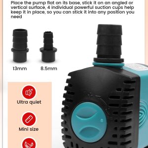 Mini Wasserpumpen(450L/H, 6W) für Aquarien, Teich, Brunnen, Hydrokultur, Aquarium Pumpe Tauchpumpe Teich Brunnen Pumpe EB302 16