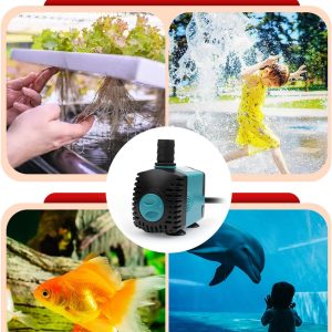 Mini Wasserpumpen(450L/H, 6W) für Aquarien, Teich, Brunnen, Hydrokultur, Aquarium Pumpe Tauchpumpe Teich Brunnen Pumpe EB302 20