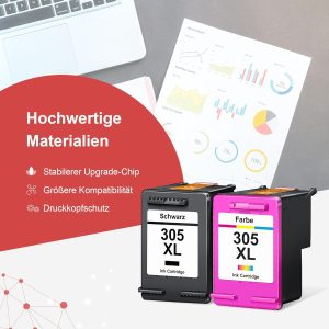 CanPick 305 XL Druckerpatronen Schwarz und Farbe Ersatz für HP 305 Druckerpatronen 305XL für HP Deskjet 2720e 2700 4120e 2720 2710e 2710 Plus 4120 4110 Envy 6020e 6400 6420e 6020 6032e 6400e,2-Pack 11