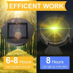 Solarleuchten Ersatz, Diealles Shine 2 Stück LED Warmweiß Licht Solardeckel für Gläser, Wasserdicht Solar Ersatzdeckel 8CM, Solarlampen Ersatzteile für Außen Garten Decor 10