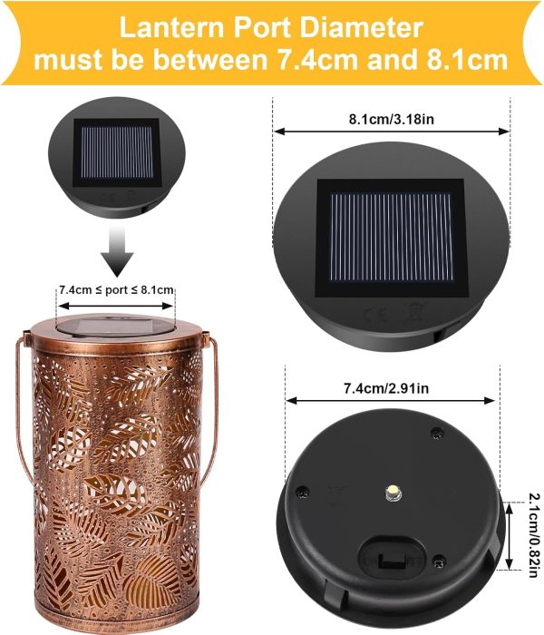 Solarleuchten Ersatz, Diealles Shine 2 Stück LED Warmweiß Licht Solardeckel für Gläser, Wasserdicht Solar Ersatzdeckel 8CM, Solarlampen Ersatzteile für Außen Garten Decor 4